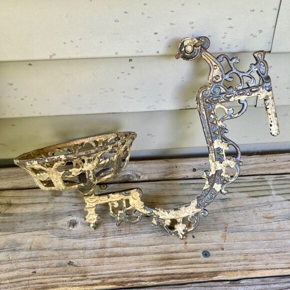 Lot 2 Vintage Cast Iron Oil Lamp Wall Sconces Swing Arm Antique Sconce - Picture 6 of 9